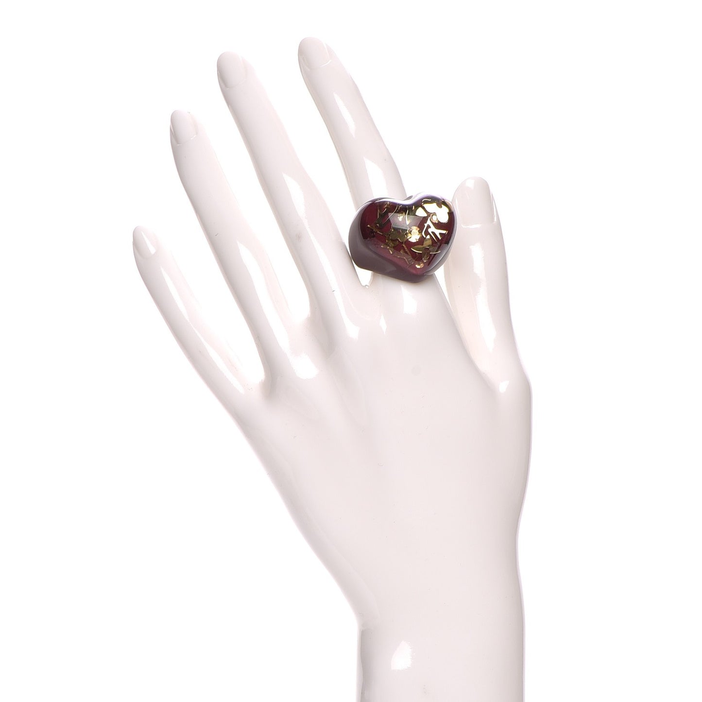 Resin Swarovski Heart Inclusion Ring M Amarante 6.5