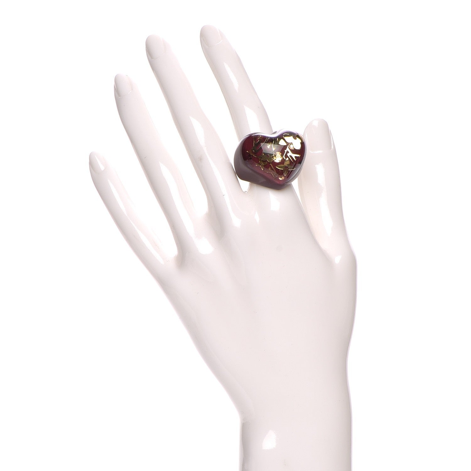 Louis Vuitton Resin Swarovski Heart Inclusion Ring M Amarante 6.5 2 of 4