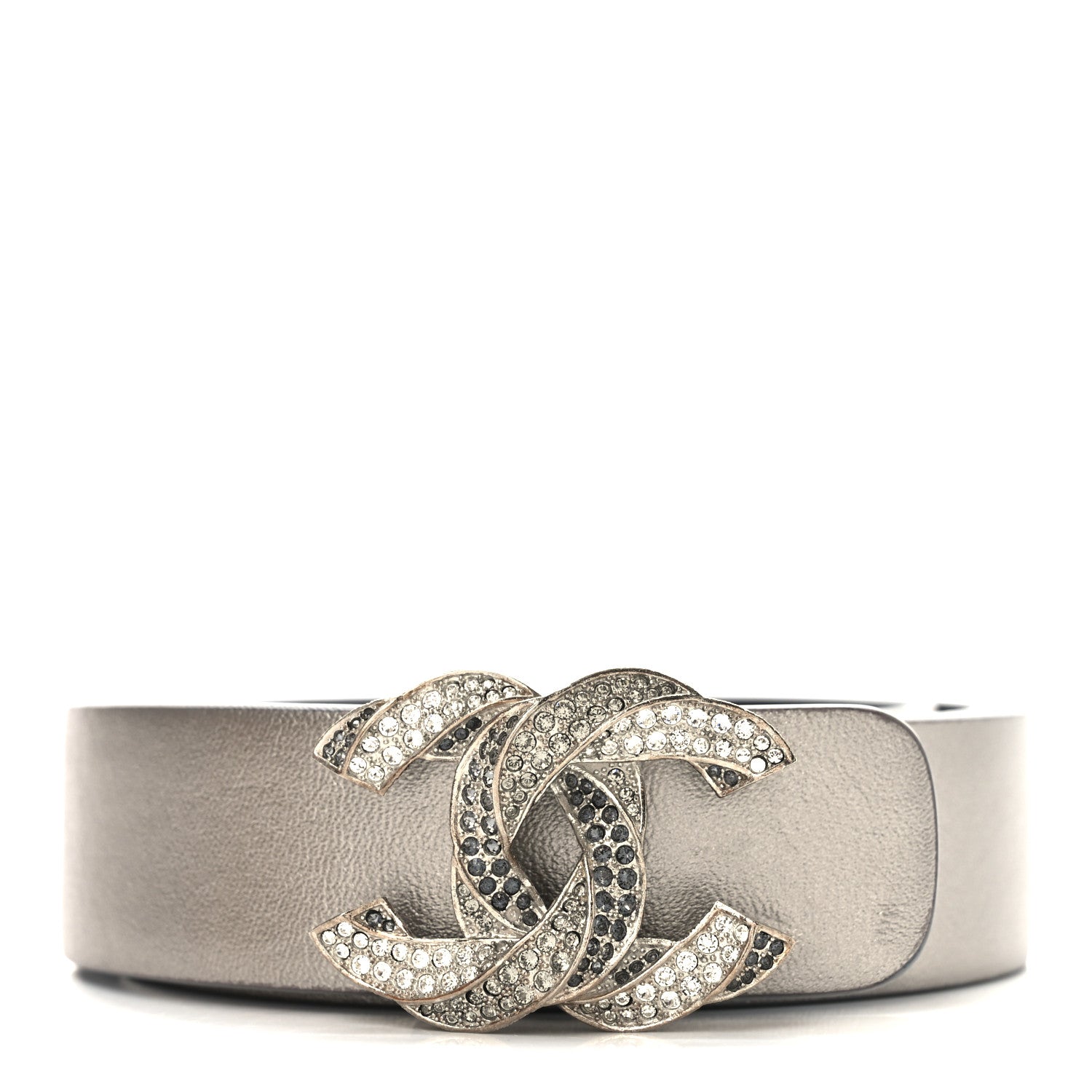 Chanel Metallic Calfskin Crystal CC Chain Belt 85 Silver 1 of 7
