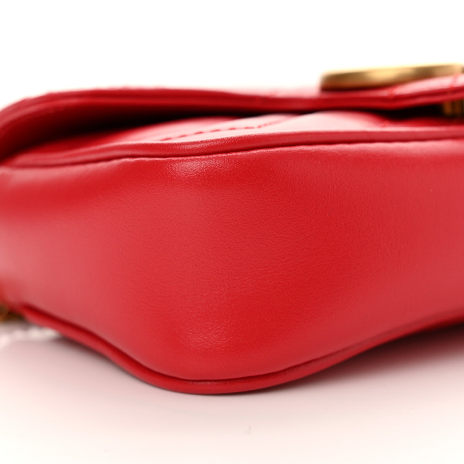 Gucci Calfskin Matelasse Super Mini GG Marmont Shoulder Bag Hibiscus Red 9 of 11