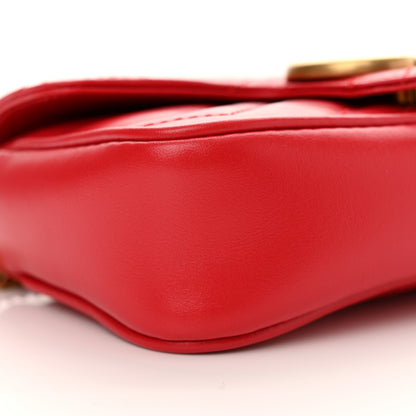 Gucci Calfskin Matelasse Super Mini GG Marmont Shoulder Bag Hibiscus Red 9 of 11