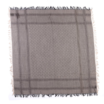 Gucci Wool Silk GG Monogram Diamante Plaid Surviee Shawl Beige Dark Brown 1 of 4