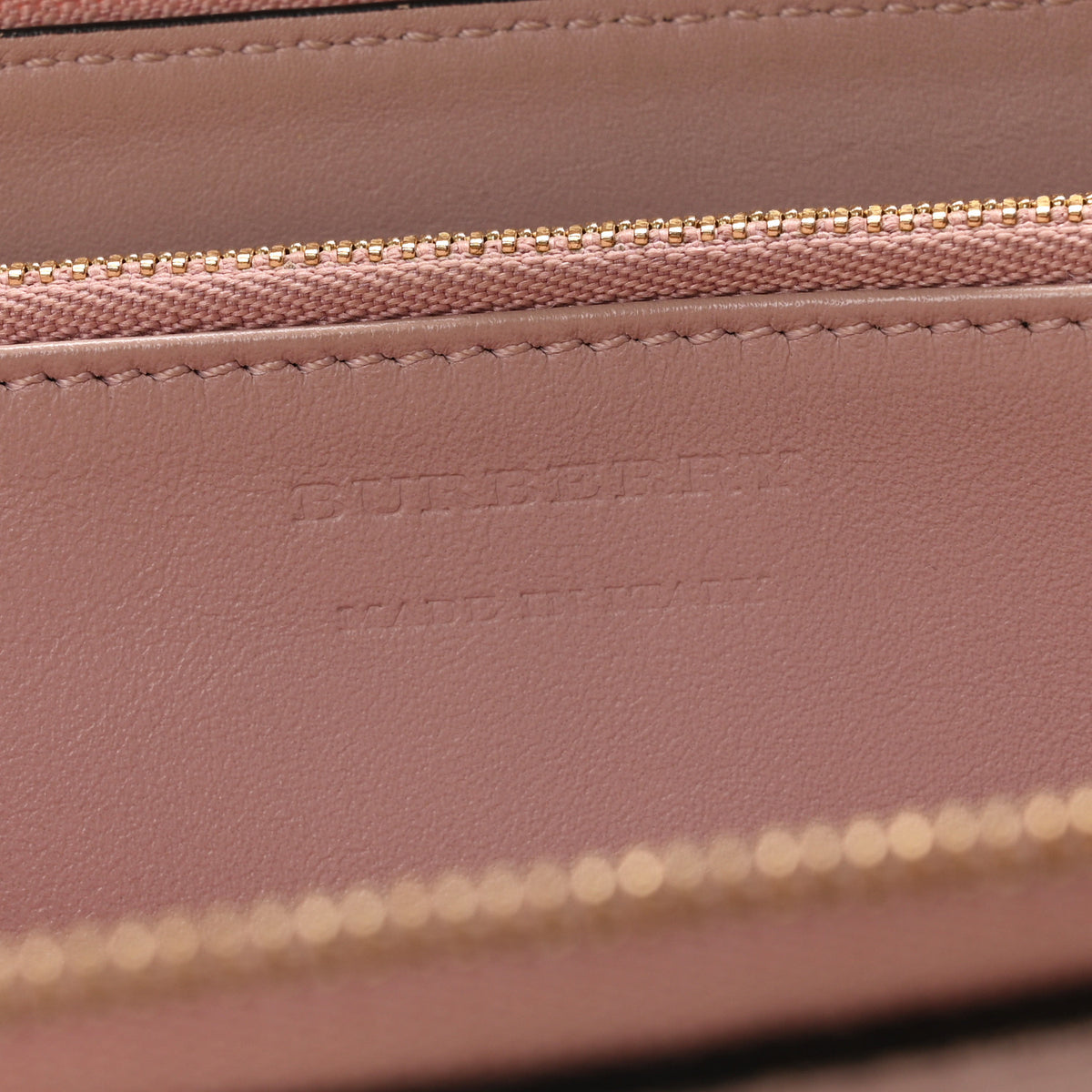 Grainy Calfskin House Check Elmore Zip Around Wallet Mauve Pink