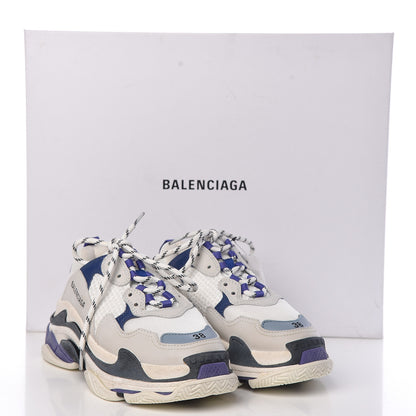 Balenciaga Mesh Nubuck Womens Triple S Sneakers 38 White Bleu Violet 12 of 12