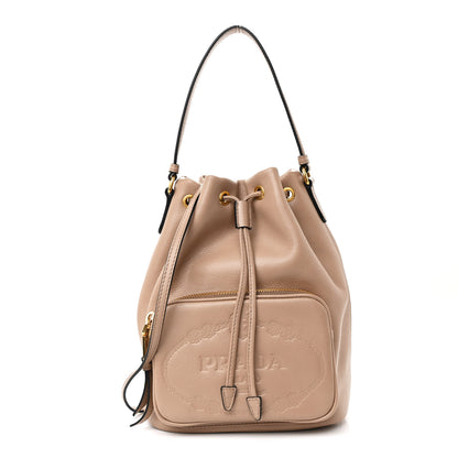 Prada Glace Calfskin Duet Logo Drawstring Shoulder Bag Cammeo 1 of 12