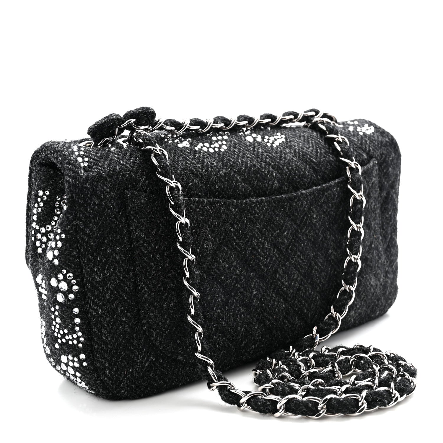 Chanel Tweed Swarovski Crystal Leopard Jumbo Flap  Black 3 of 11