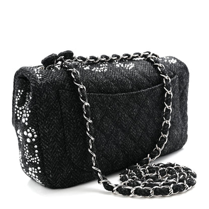 Chanel Tweed Swarovski Crystal Leopard Jumbo Flap  Black 3 of 11