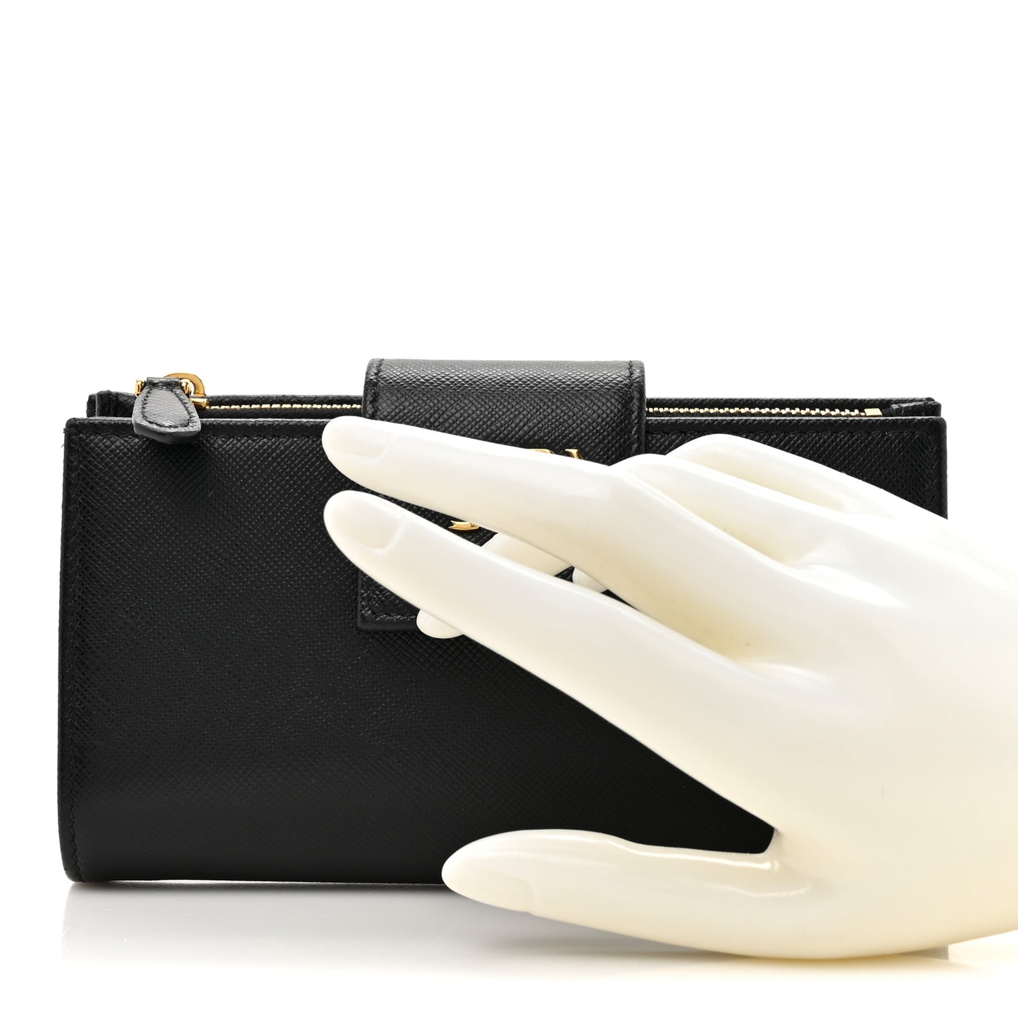 Saffiano Metal Tab Wallet Black