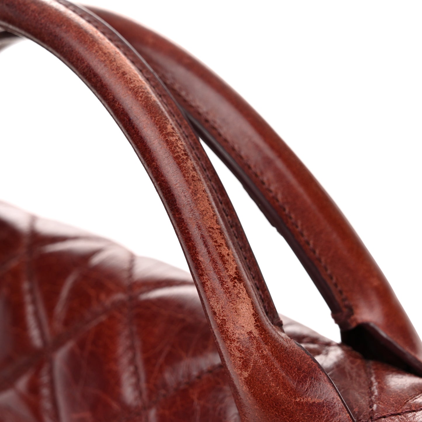 Glazed Calfskin Castle Rock Large Flap Burgundy