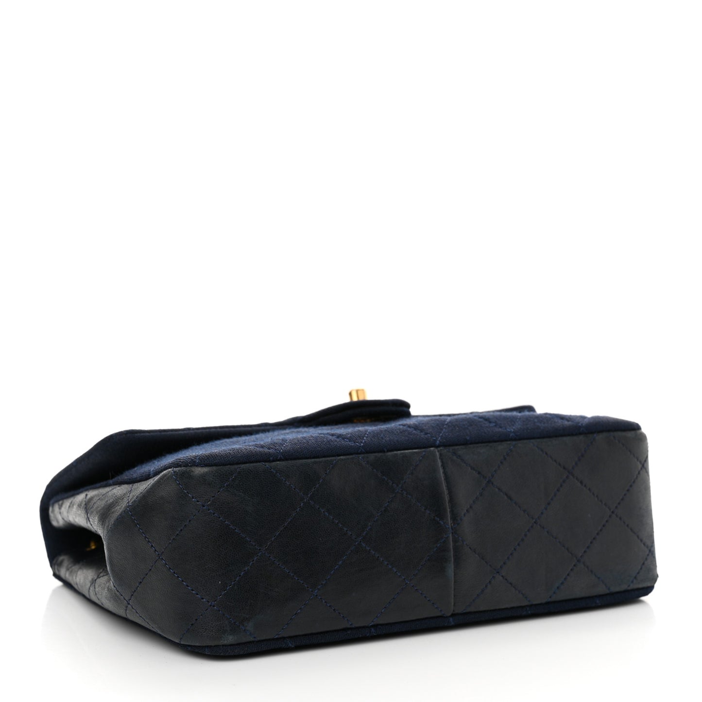Jersey Lambskin Quilted Mini Square Flap Navy