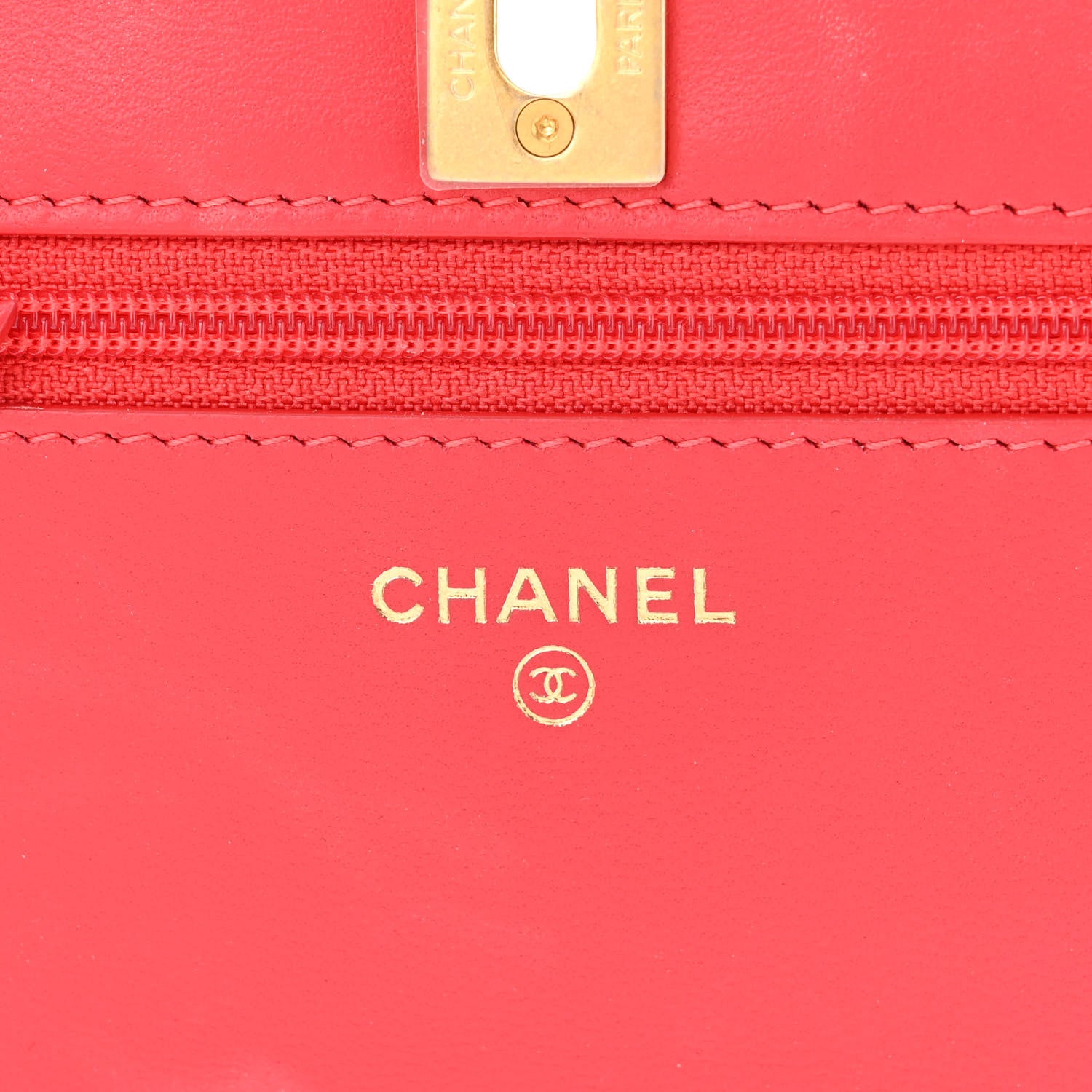 Chanel Lambskin Quilted CC Pearl Crush Wallet on Chain WOC Red 6 of 14