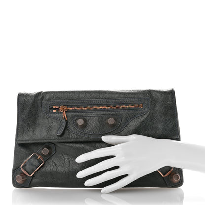 Balenciaga Agneau Giant 21 Rose Gold Hardware Envelope Clutch Anthracite 2 of 7