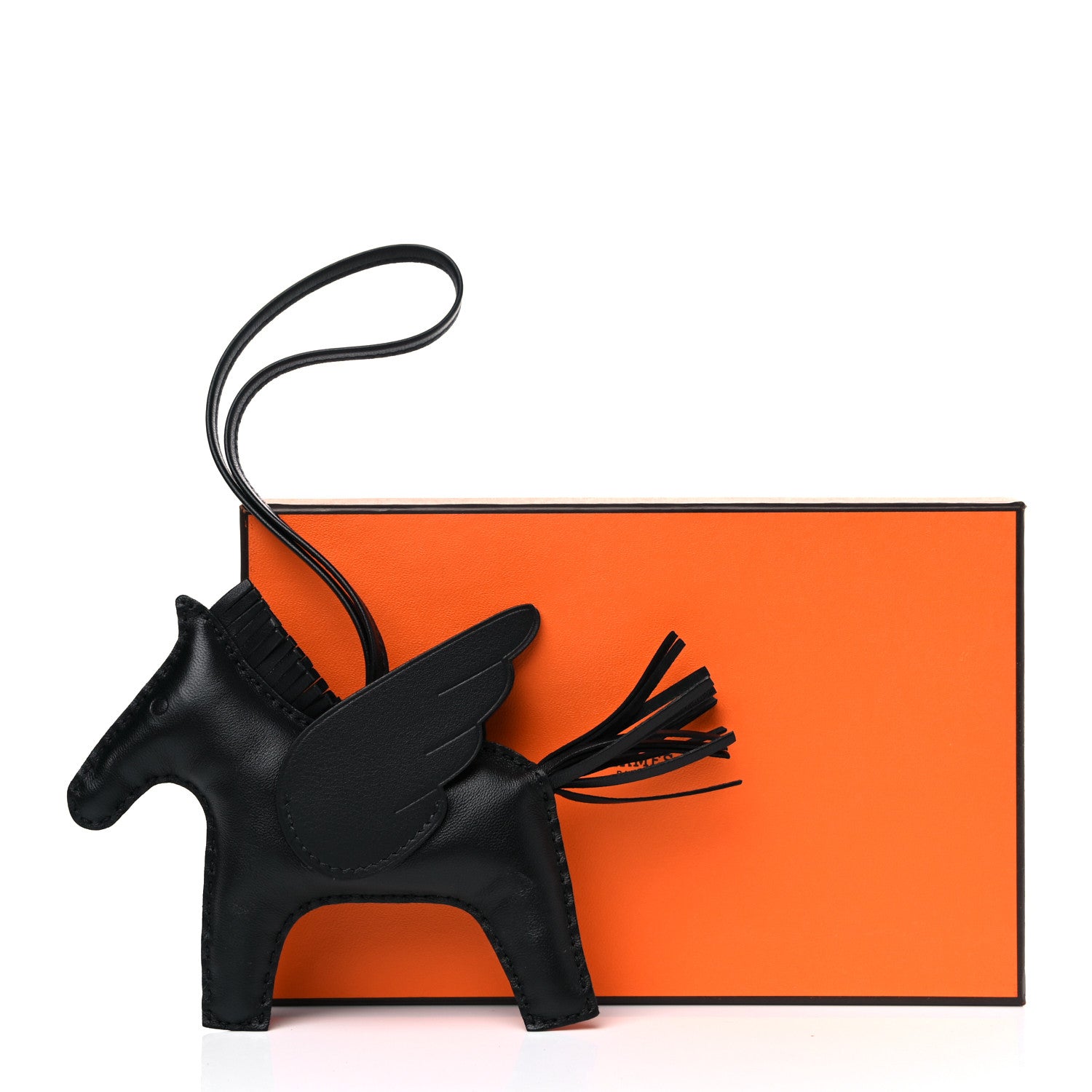 Hermes Milo Lambskin Grigri Rodeo Pegase Horse Bag Charm MM So Black 5 of 5