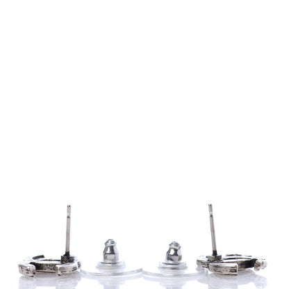 Chanel Crystal Royal Flush CC Stud Earrings Silver 3 of 4
