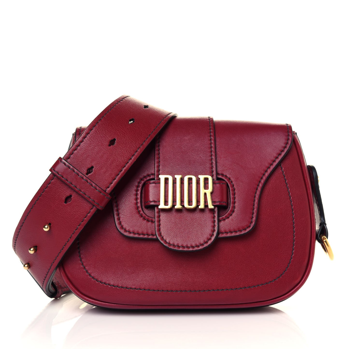 Calfskin D Fence Saddle Bag Black Red