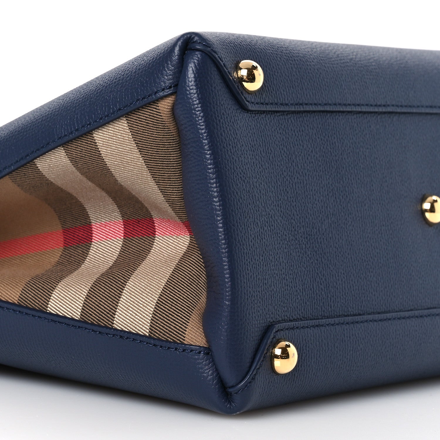 Burberry Derby Calfskin Vintage Check Medium Banner Tote Regency Blue 13 of 17
