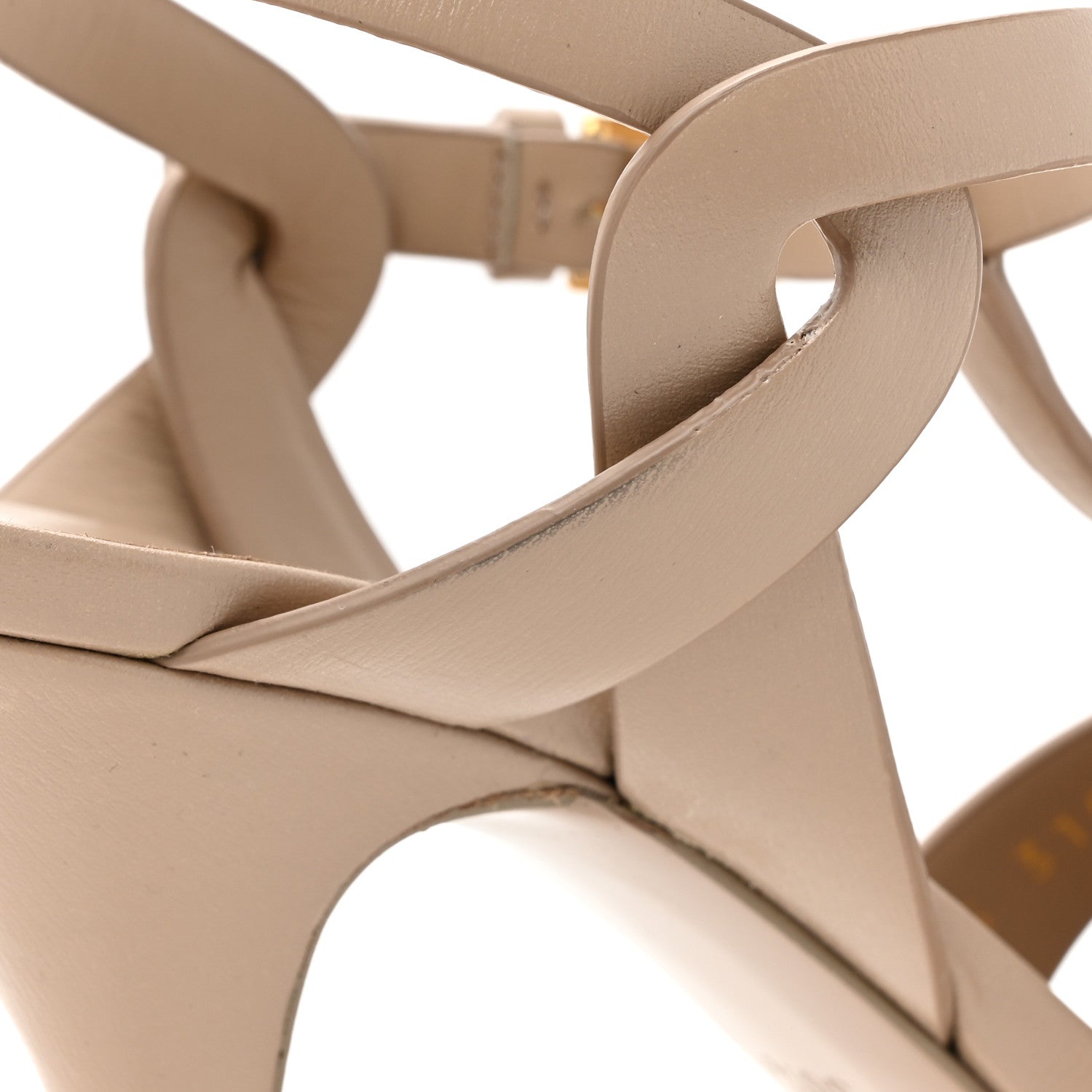 Saint Laurent Calfskin Tribute 75 Platform Sandals 38.5 Nude Powder 9 of 12