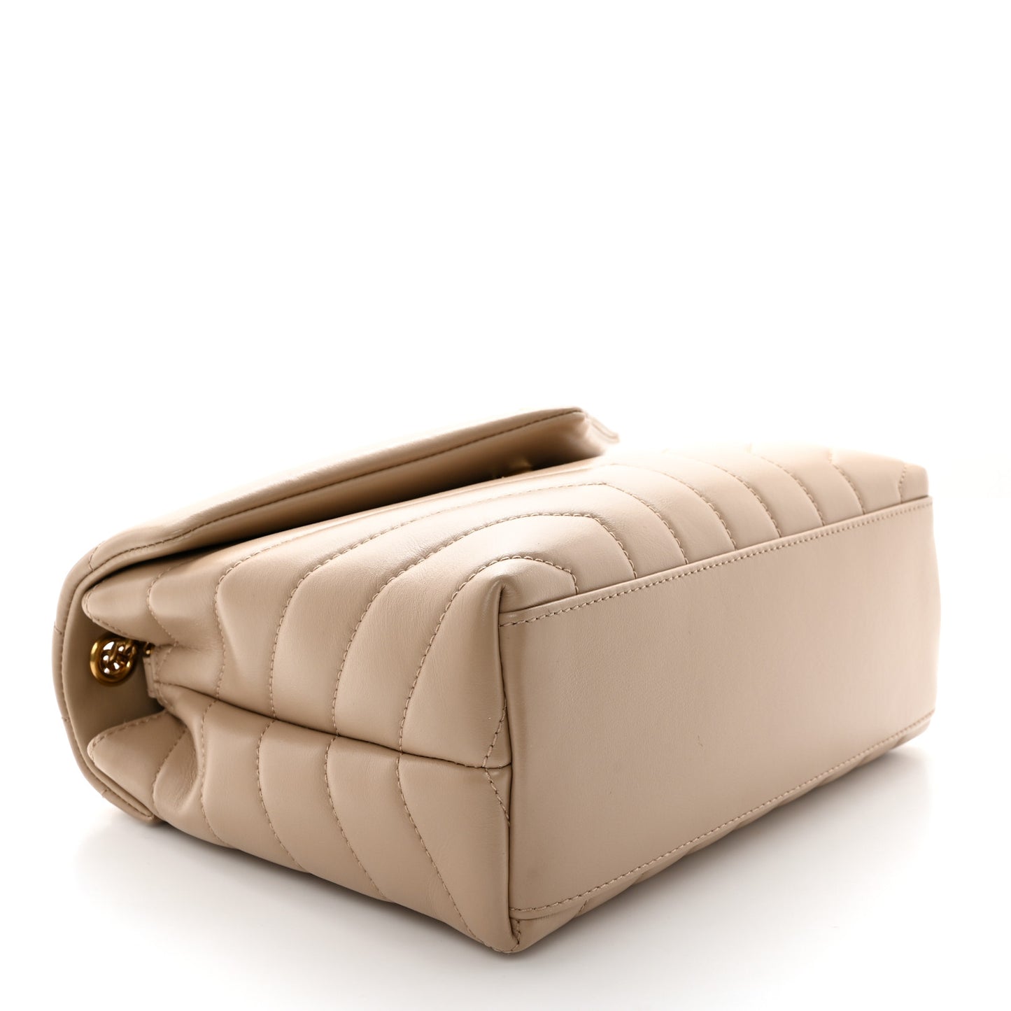 Calfskin Y Quilted Monogram Small Loulou Chain Satchel Dark Beige