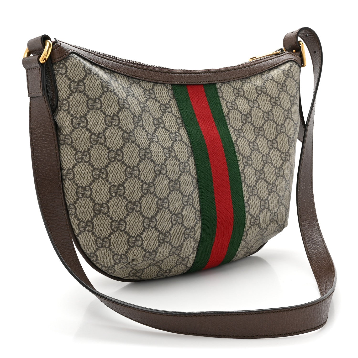 Gucci GG Supreme Monogram Web Small Ophidia Half Moon Hobo Brown 3 of 11