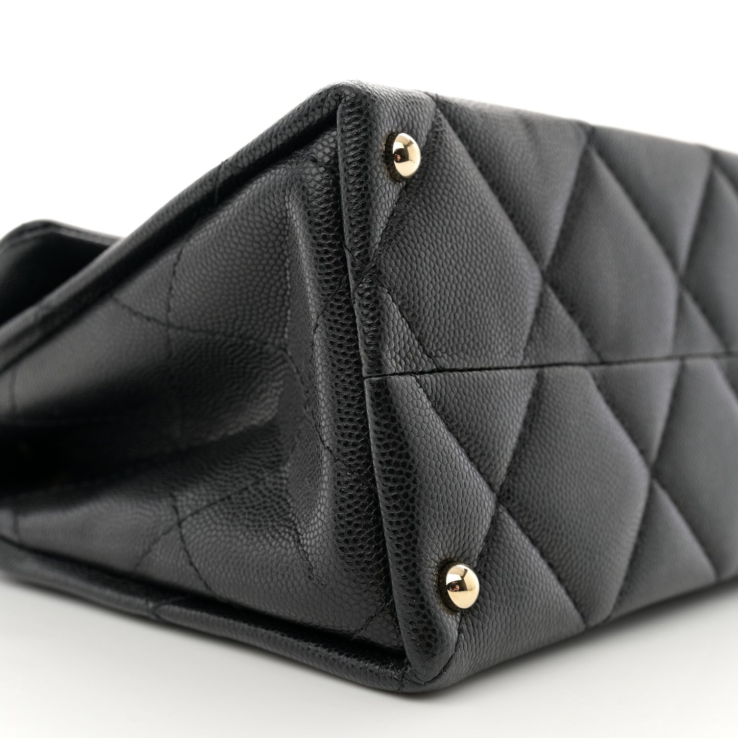 Caviar Quilted Mini Retro Twist Top Handle Flap Black