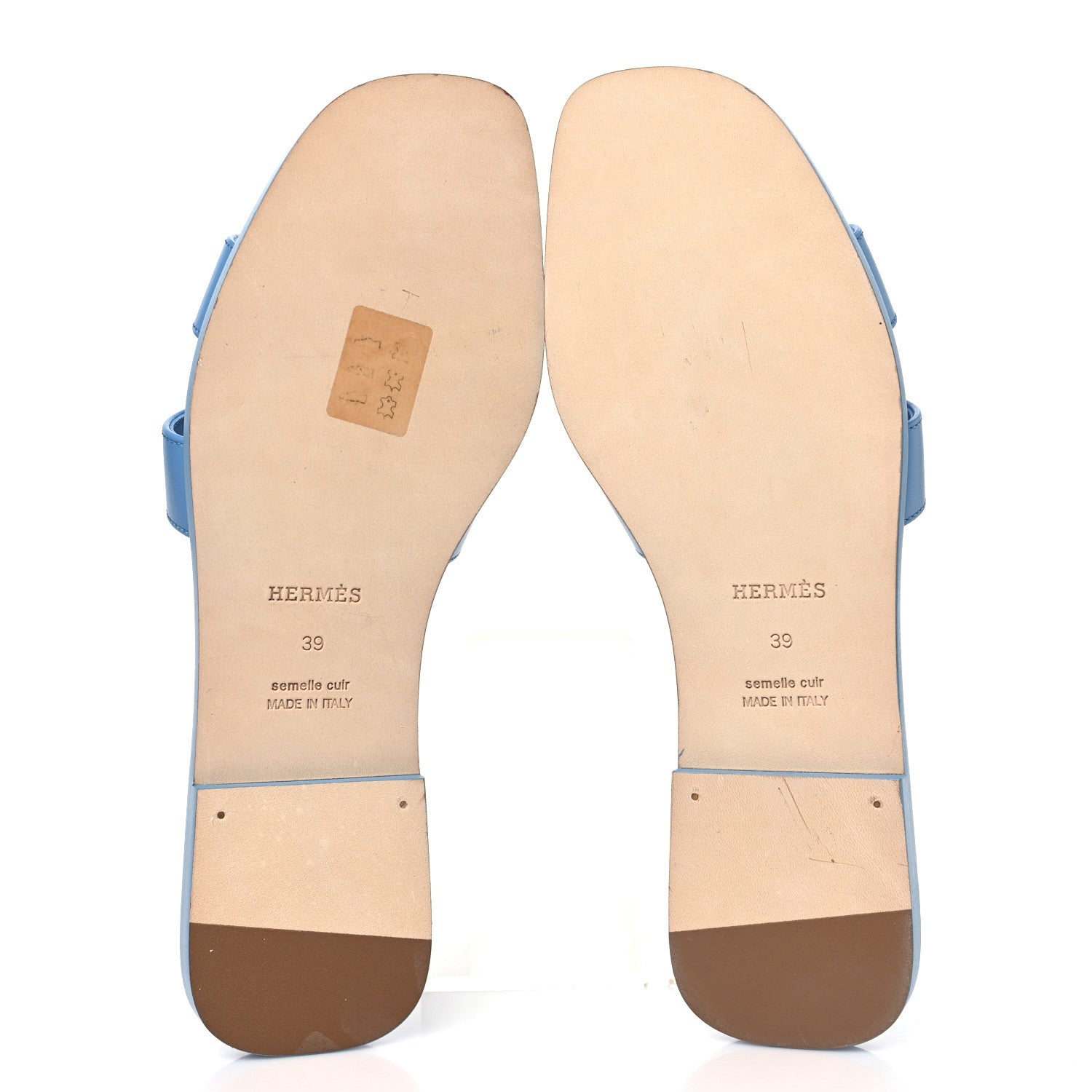 Hermes Box Calfskin Oran Sandals 39 Bleu Cameo 5 of 9