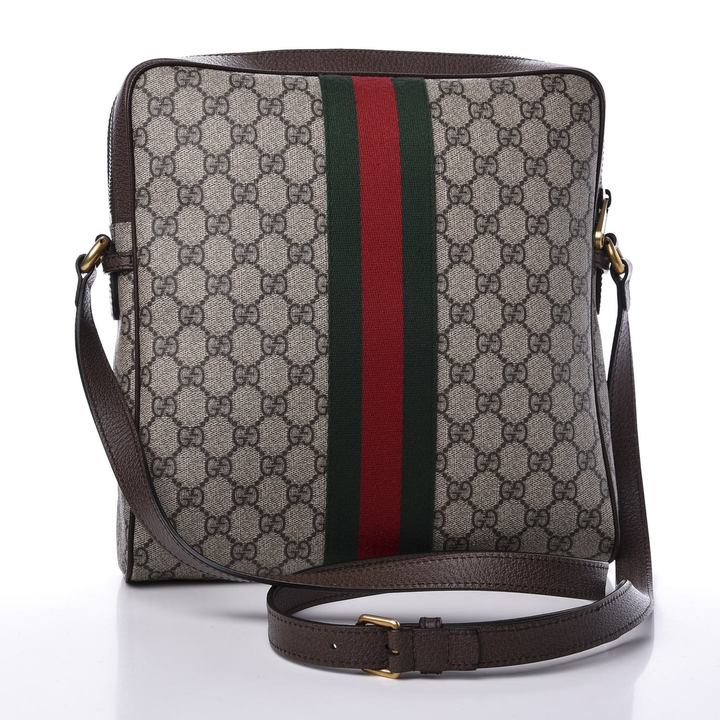 GG Supreme Monogram Web Medium Ophidia Messenger Bag Brown