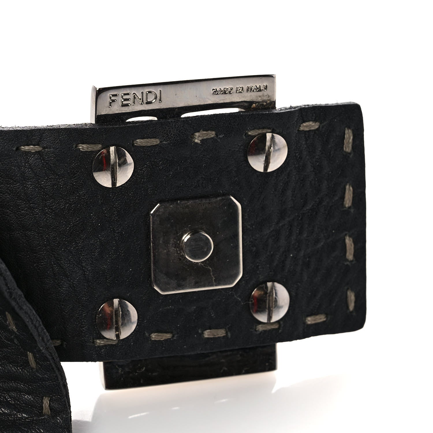 Fendi Calfskin Romano Selleria Baguette Black 10 of 11