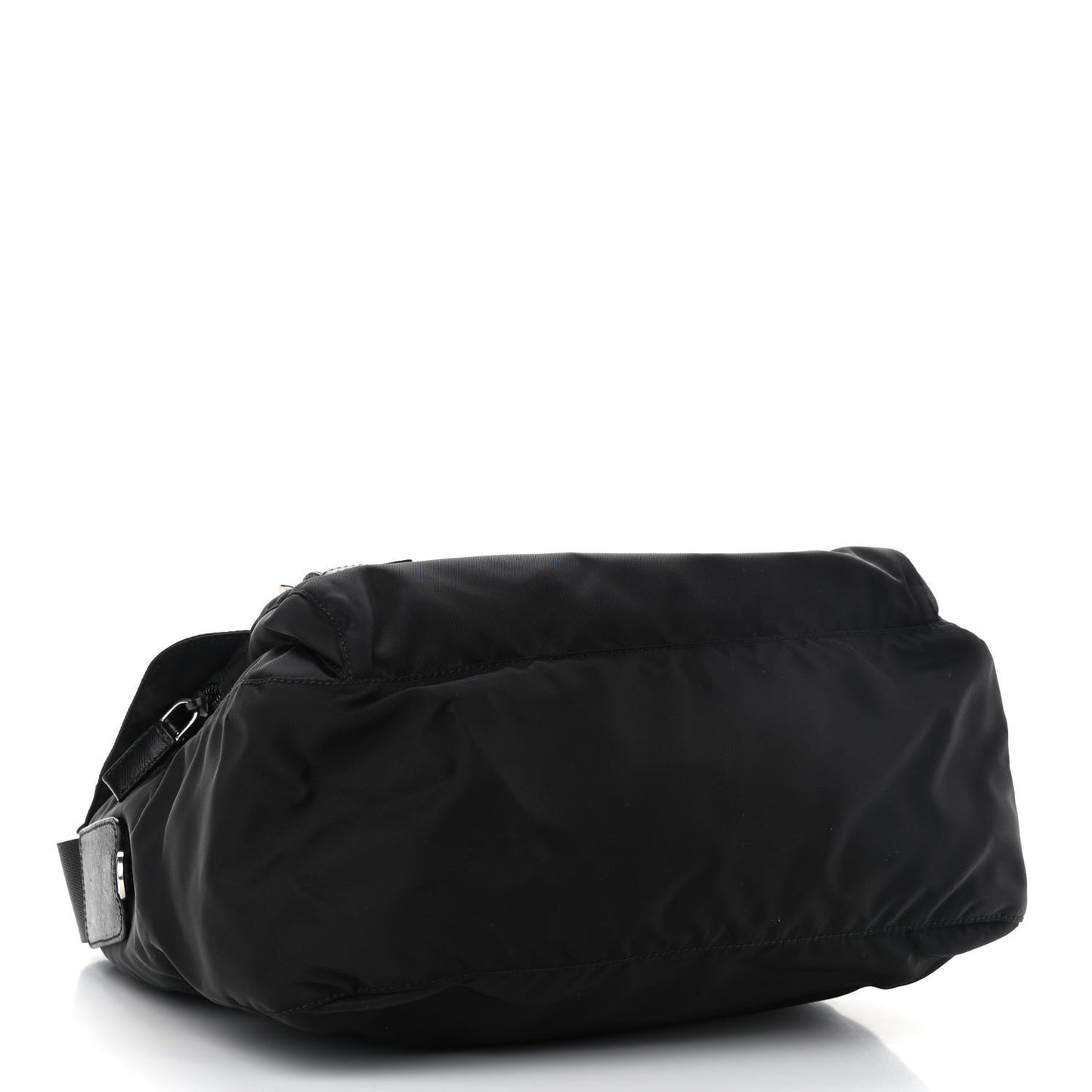 Tessuto Nylon Saffiano Double Buckle Messenger Shoulder Bag Black