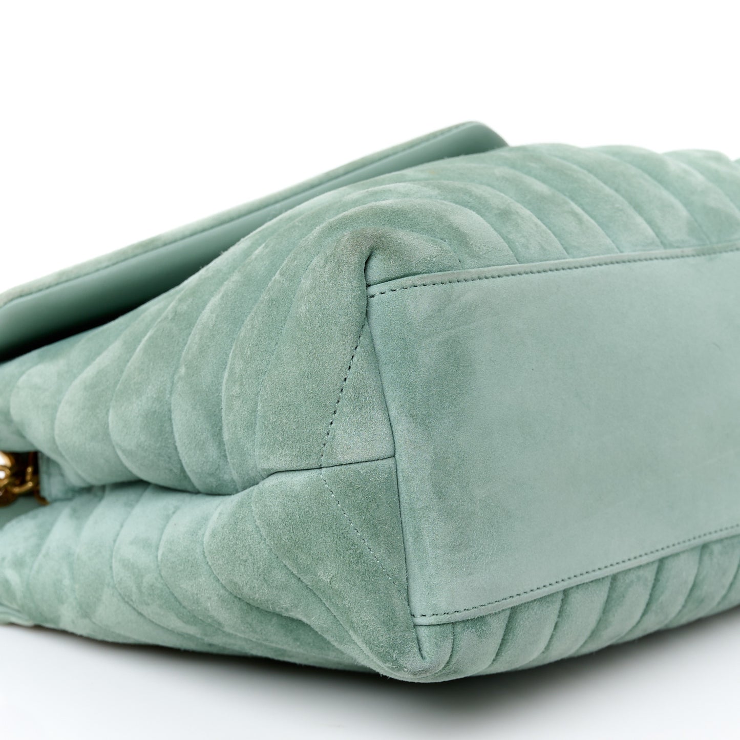 Suede Y Quilted Monogram Medium Loulou Chain Satchel Vert Opaline