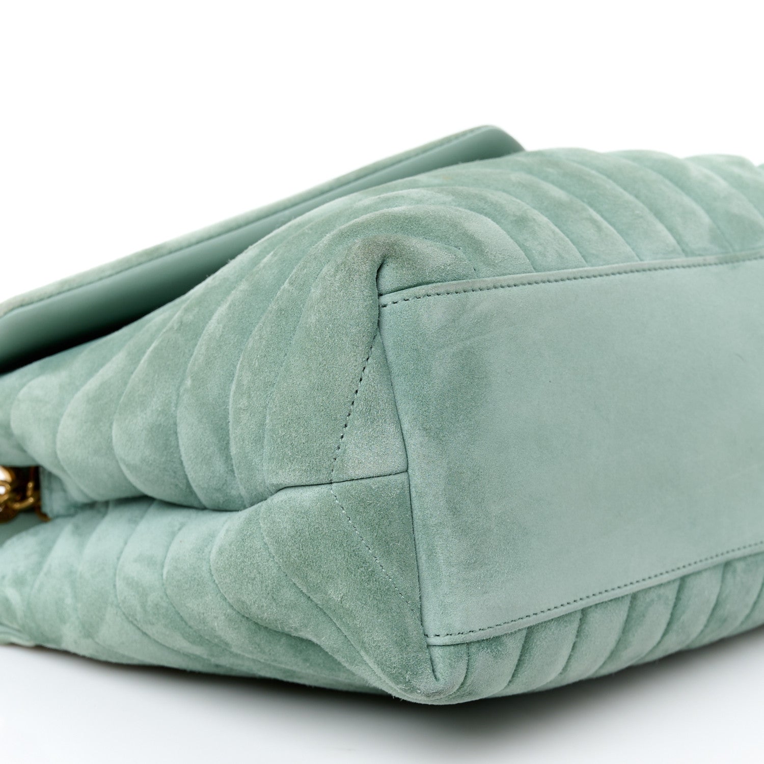 Saint Laurent Suede Y Quilted Monogram Medium Loulou Chain Satchel Vert Opaline 10 of 12