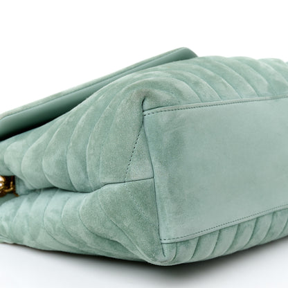 Saint Laurent Suede Y Quilted Monogram Medium Loulou Chain Satchel Vert Opaline 10 of 12