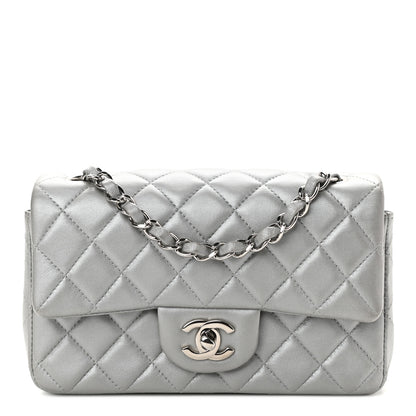 Chanel Metallic Lambskin Quilted Mini Rectangular Flap Silver 1 of 10