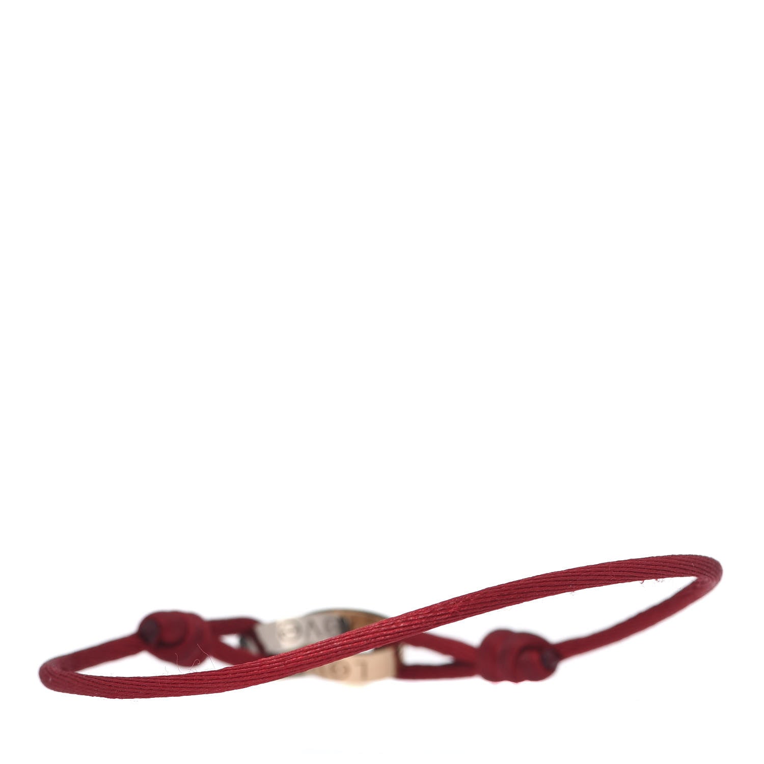 Cartier 18K White Gold Pink Gold Silk Adjustable Two Hoops Love Bracelet Red 3 of 5