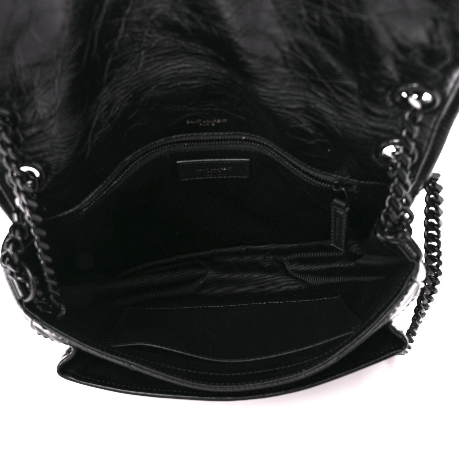Saint Laurent Crinkled Calfskin Matelasse Monogram Medium Niki Chain Satchel Black 5 of 11