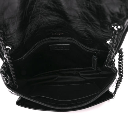 Saint Laurent Crinkled Calfskin Matelasse Monogram Medium Niki Chain Satchel Black 5 of 11