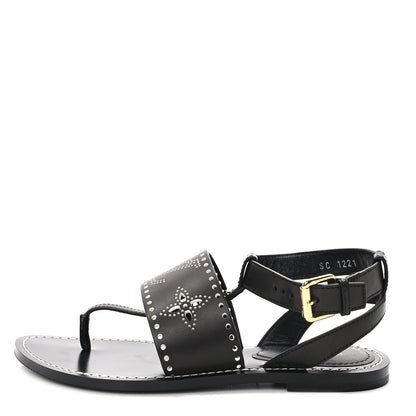 Louis Vuitton Soft Calfskin Perforated Horizon Flat Sandals 36 Black 1 of 8
