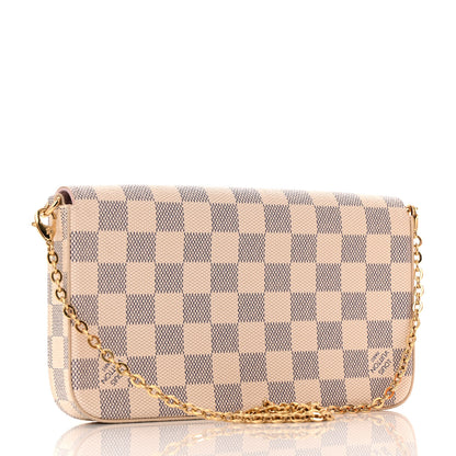 Louis Vuitton Damier Azur Pochette Felicie Chain Wallet Rose Ballerine 4 of 11