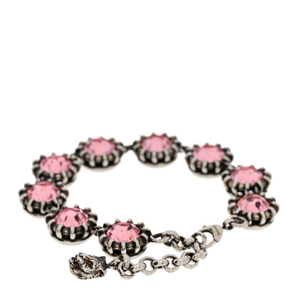 Gucci Crystal Metal Feline Bracelet Silver Pink 3 of 5