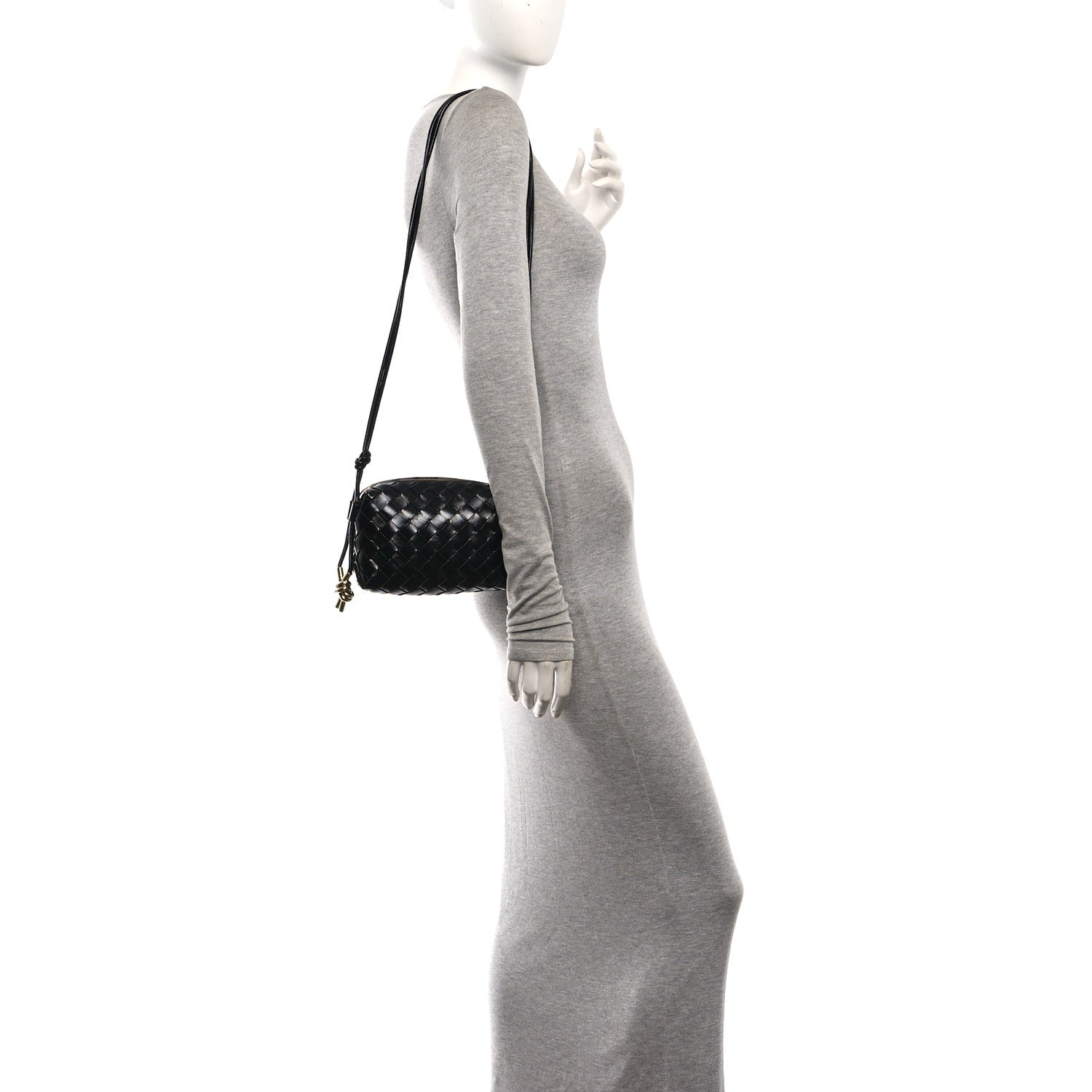 Bottega Veneta Polished Nappa Intrecciato Metallic Knot Mini Loop Camera Bag Black 2 of 9