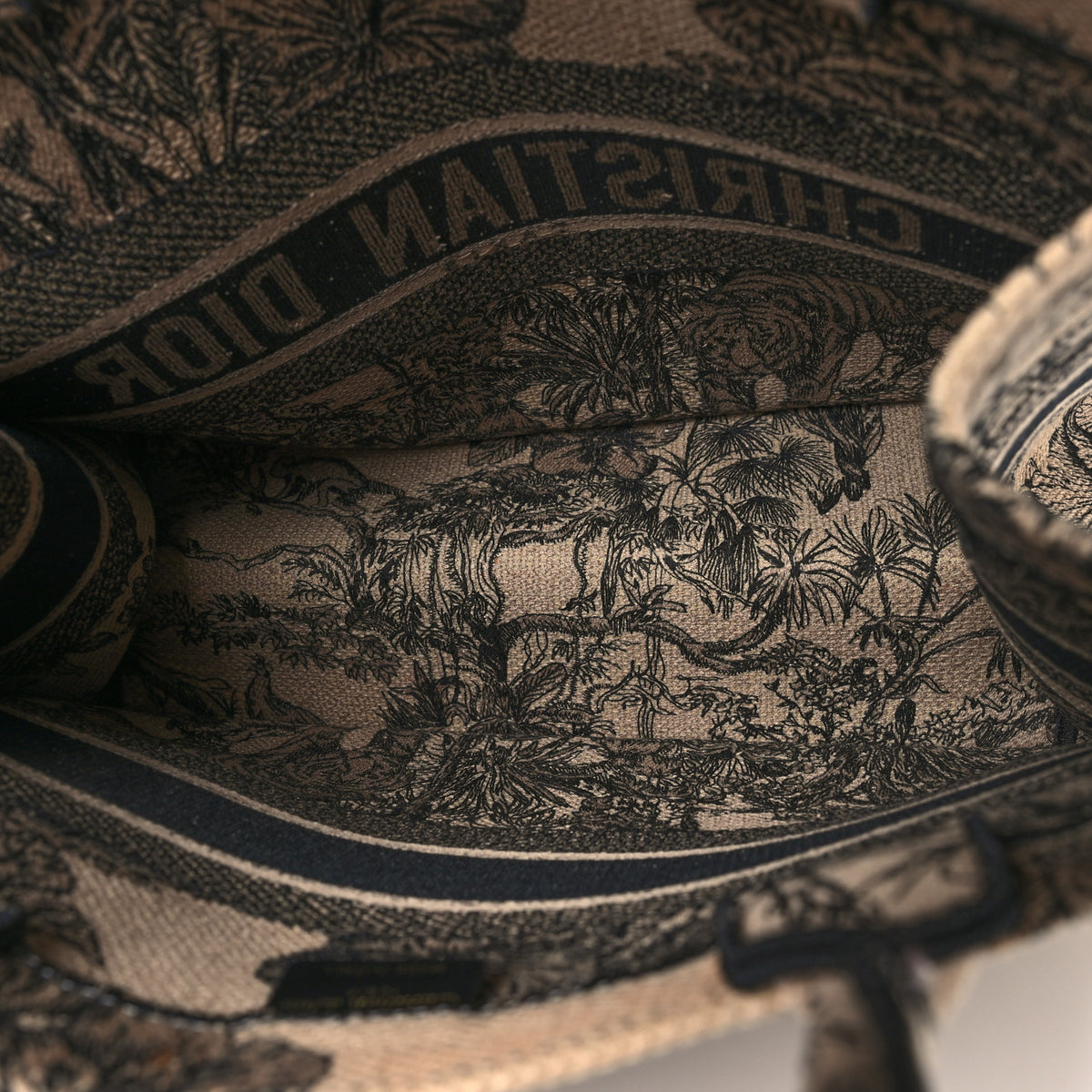 Christian Dior Canvas Embroidered Medium Dioriviera Toile De Jouy Book Tote Black 5 of 14