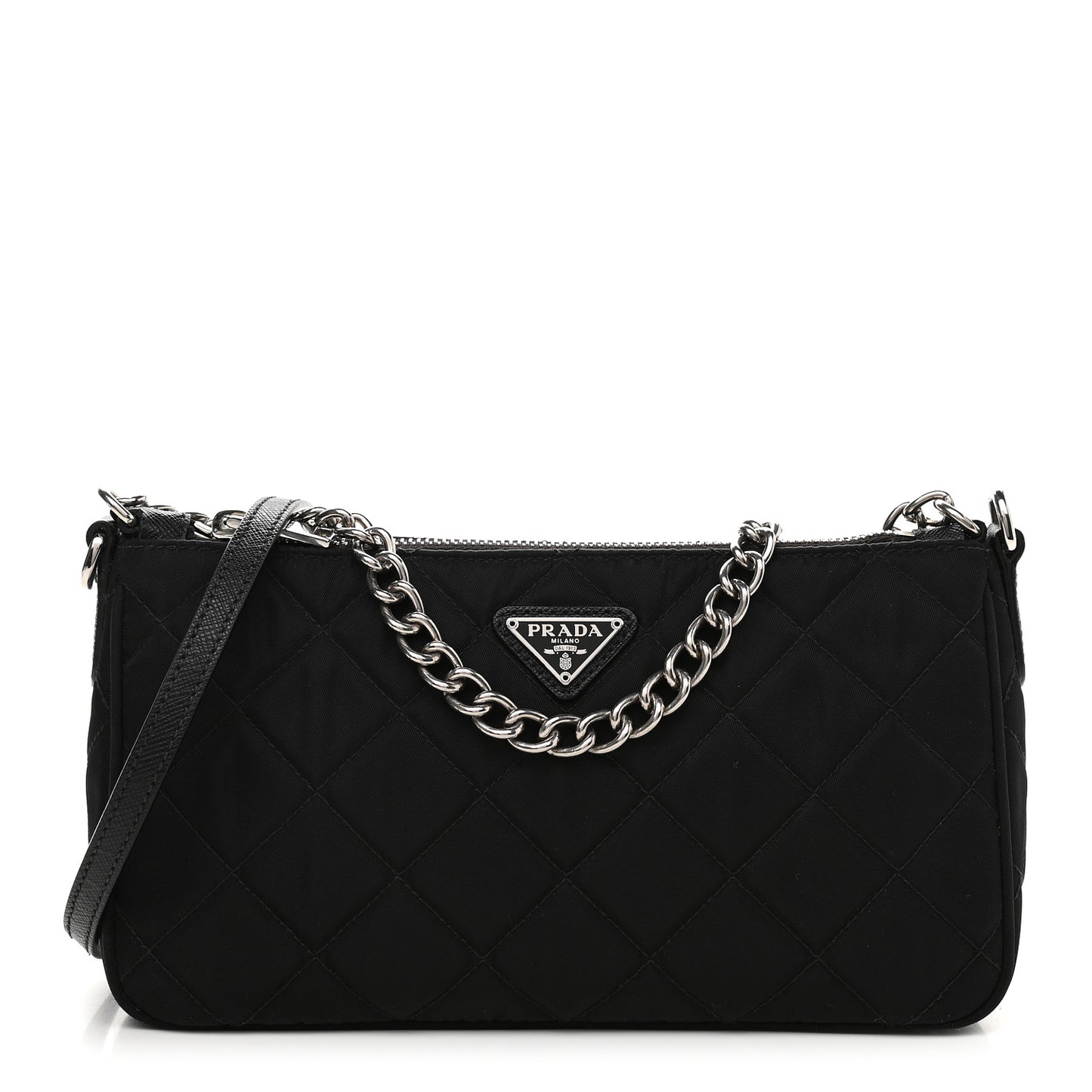 Nylon Tessuto Impuntu Quilted Crossbody Bag Black