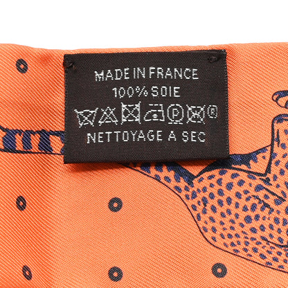 Hermes Silk Guepards Bandana Twilly Creme Orange Vert 3 of 4