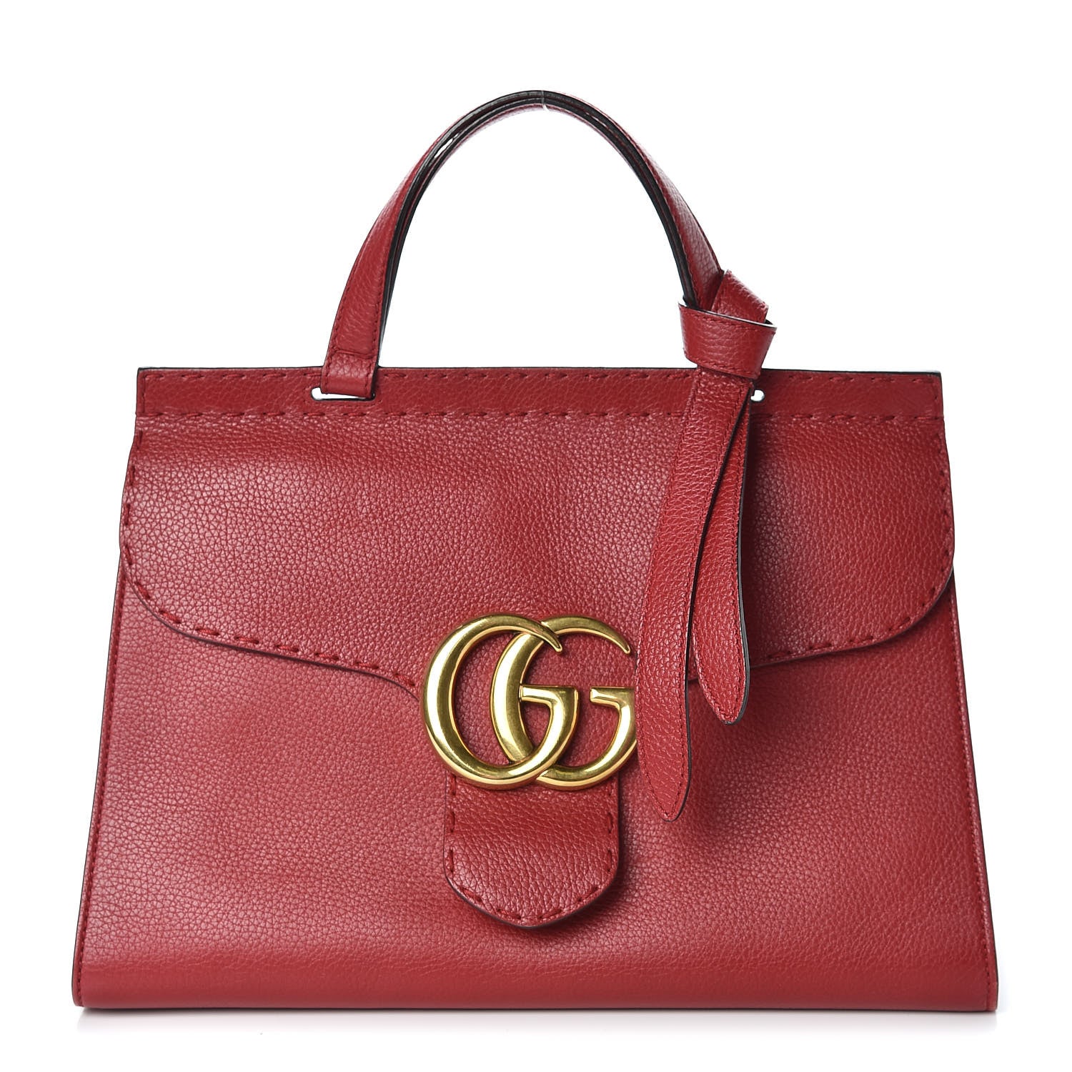 Gucci Calfskin Small GG Marmont Top Handle Bag Vulcanic Red 1 of 18