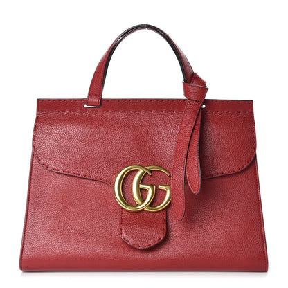 Gucci Calfskin Small GG Marmont Top Handle Bag Vulcanic Red 1 of 18