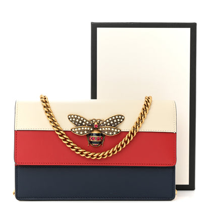 Gucci Calfskin Queen Margaret Chain Wallet Blue Agata Hibiscus Red Mystic White 11 of 11