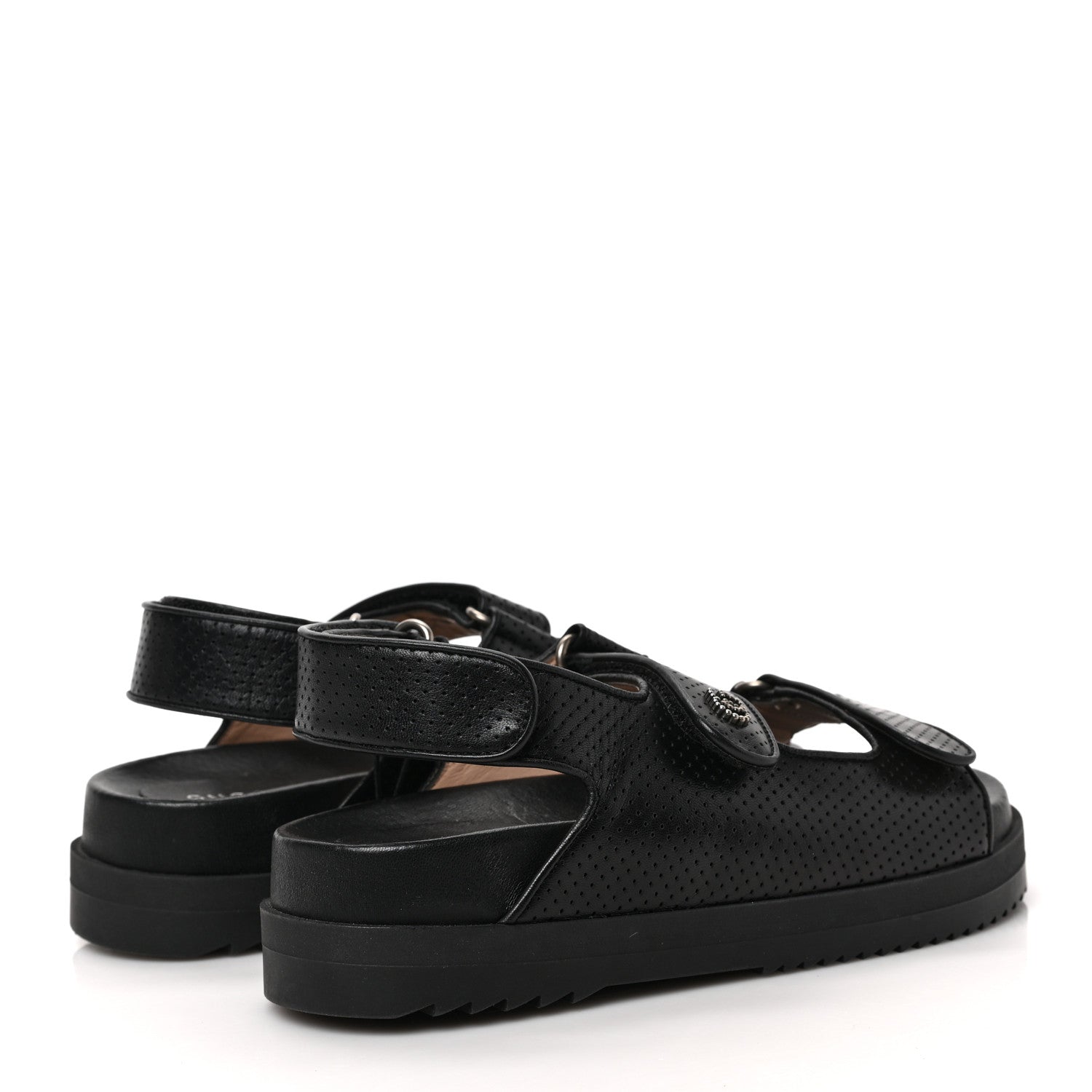 Gucci Malaga Kid Mini Double G Perforated Womens Dad Sandals 36 Black 4 of 9