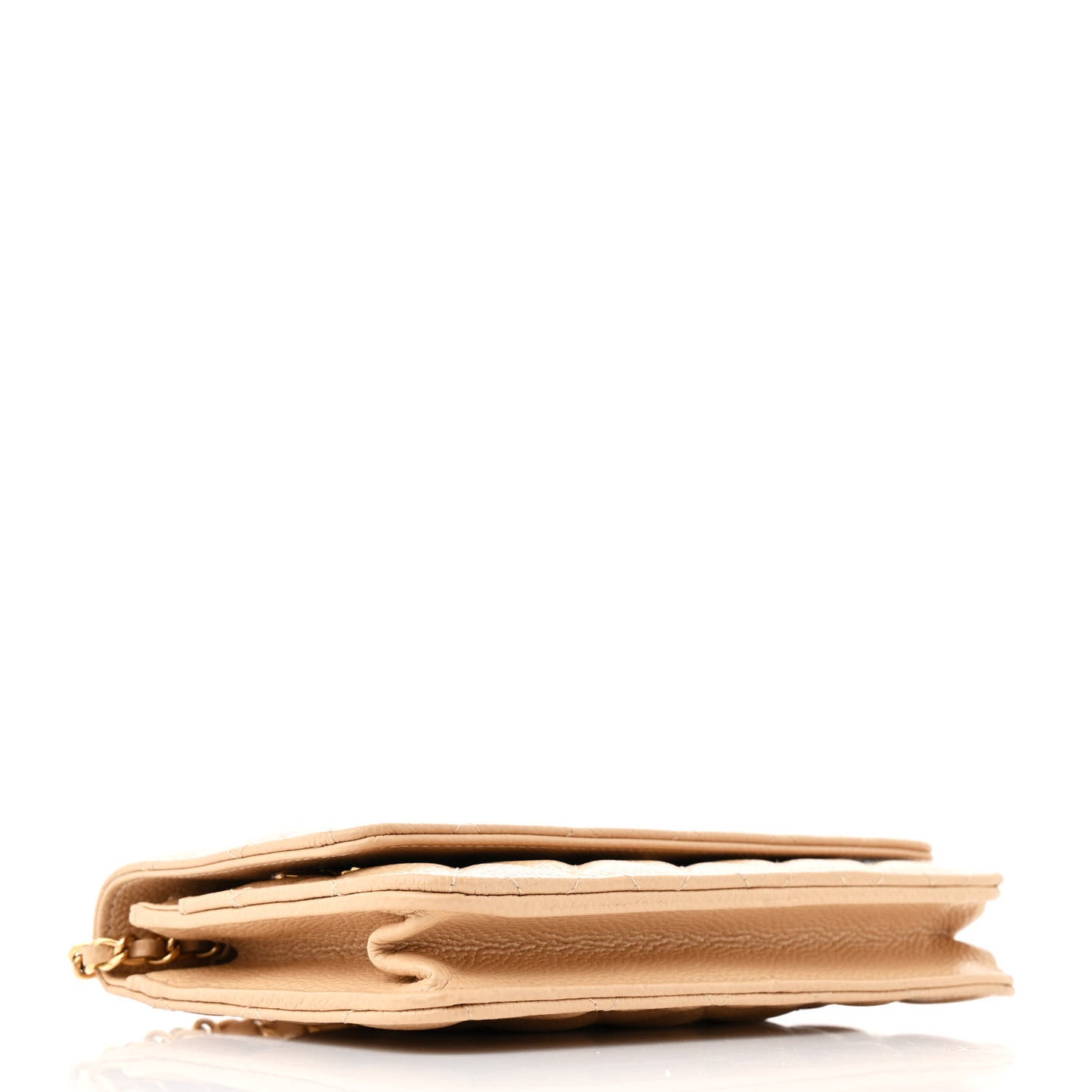Caviar Quilted Wallet on Chain WOC Beige