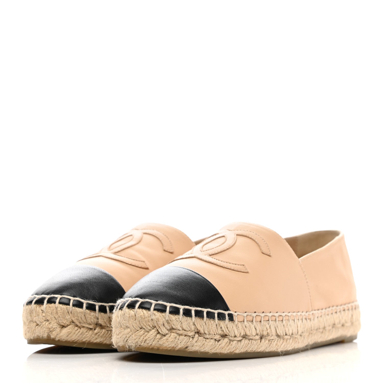 Chanel Lambskin CC Espadrilles 38 Beige Black 3 of 11