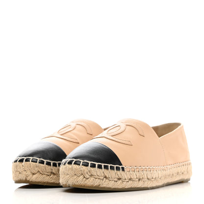 Chanel Lambskin CC Espadrilles 38 Beige Black 3 of 11