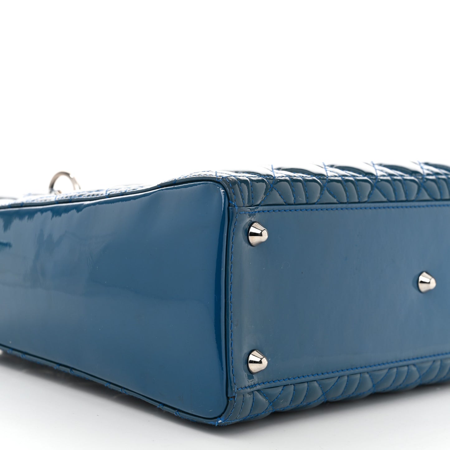 Patent Cannage Large Lady Dior Blue